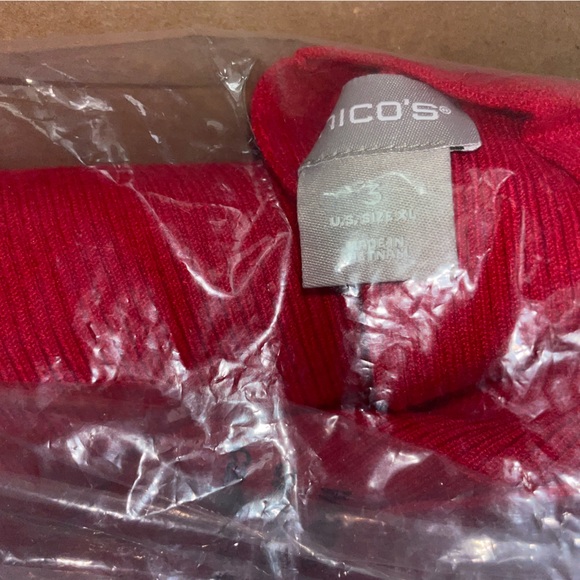 Chico’s Red Ribbed Two-Pocket Cardigan Sweater - Picture 5 of 9